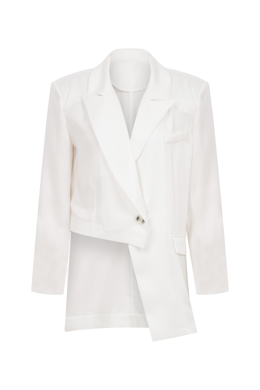 ZENNI Asymmetric Tencel White Jacket